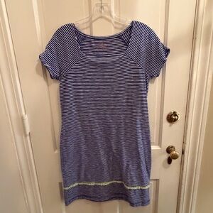 Vineyard Vines S Blue Striped Short Sleeve Summer Casual Dress Trim Detail